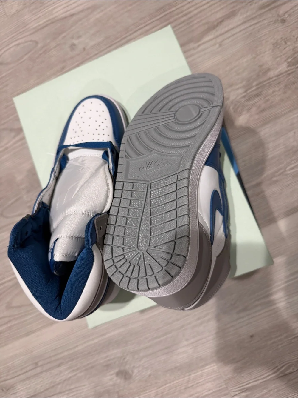Jordan High-Top Sneakers in Blue, White & Gray